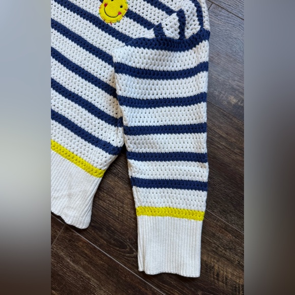 XO Kerri Rosenthal Smiley Face Striped Crochet Knit Sweater XL - Picture 5 of 7